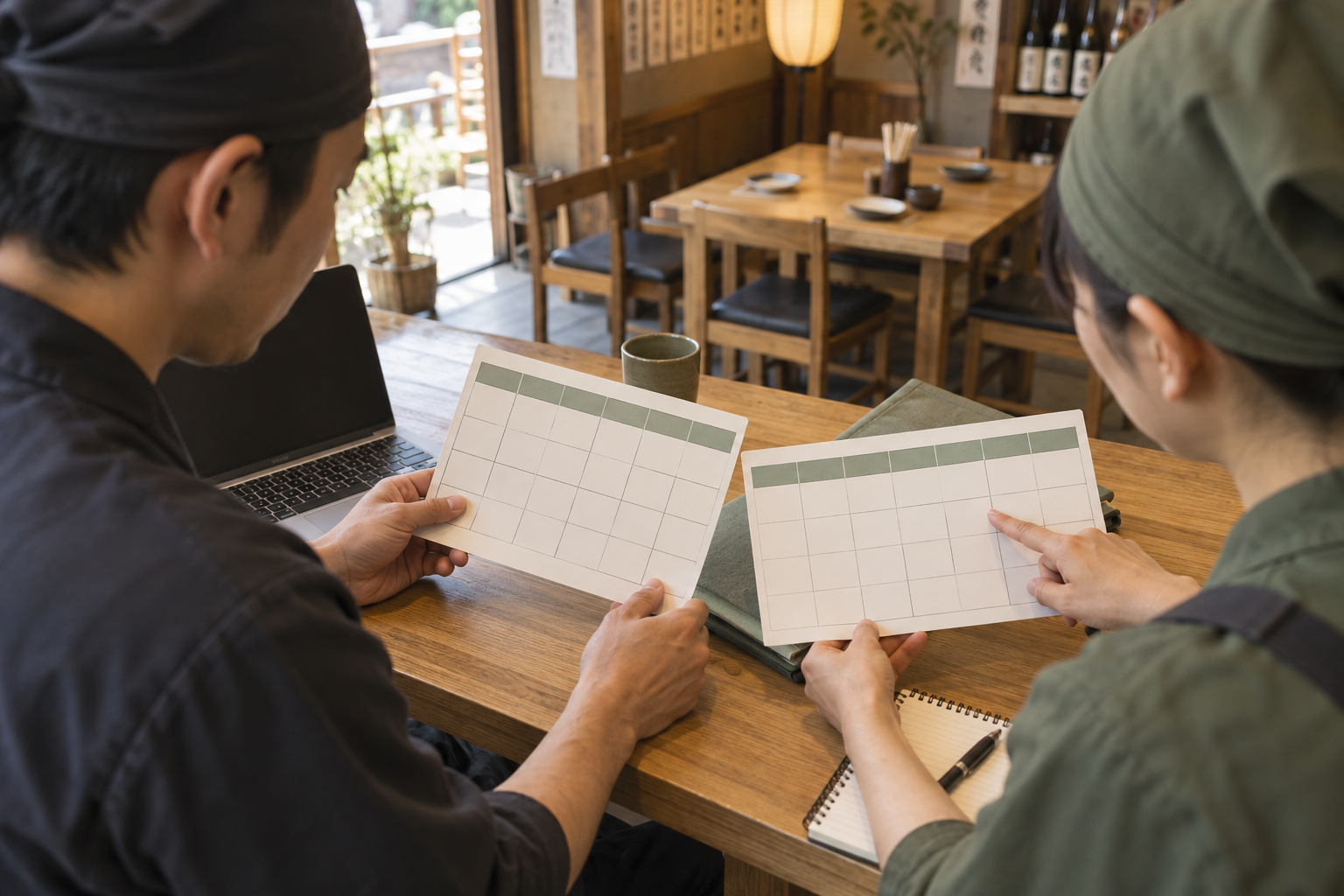 勤務希望を確認する店舗管理者の手元。AI生成のイメージです。