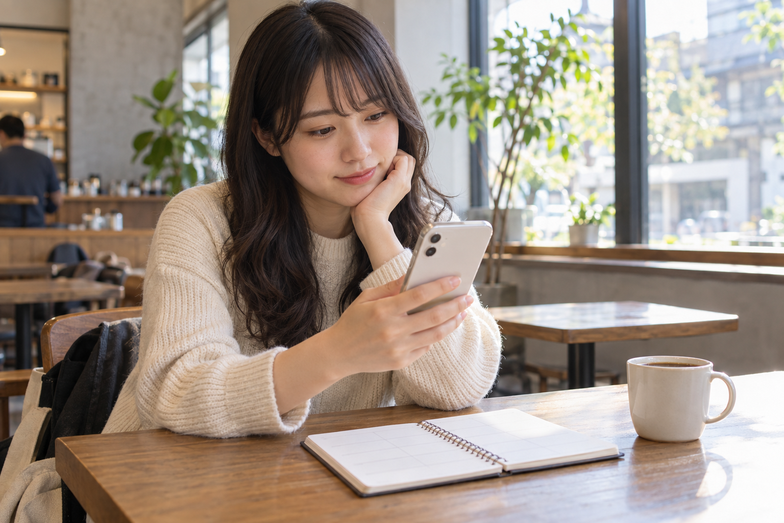 勤務できる日時を確認する成人学生。AI生成のイメージです。
